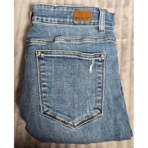 Judy Blue 14W Distressed Skinny Stretch Plaid Path Cuffed Denim. 701